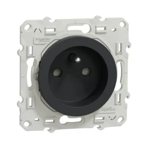Prise 2P+T anthracite black Odace